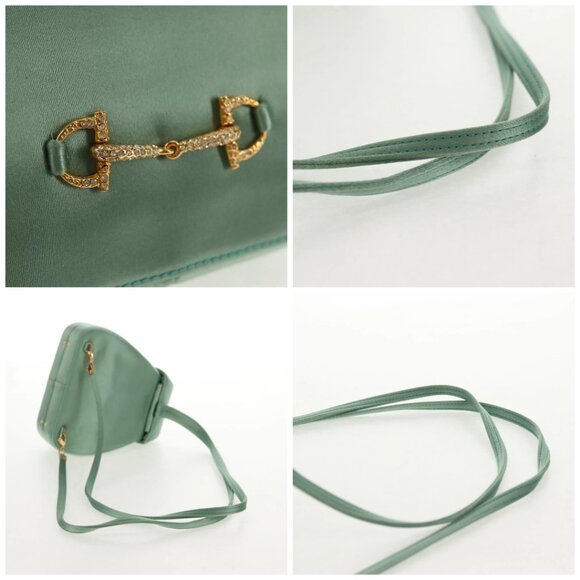 GUCCI Horsebit Backpack Satin Turquoise Blue Gold 005 781 0316 Auth am9199A - Picture 16 of 16